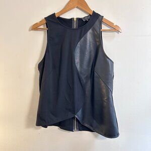 Garcia Women's Large Black & Faux Leather Women's Top NWT